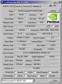 Quadro FX 500 GPU-Z