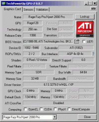 Rage 128 Pro II GL GPUZ