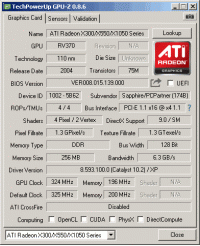 Sapphire X600 V/D/VO GPUZ