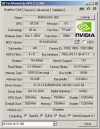 Quadro NVS 300 GPUZ