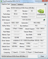 MSI NF405 GPUZ